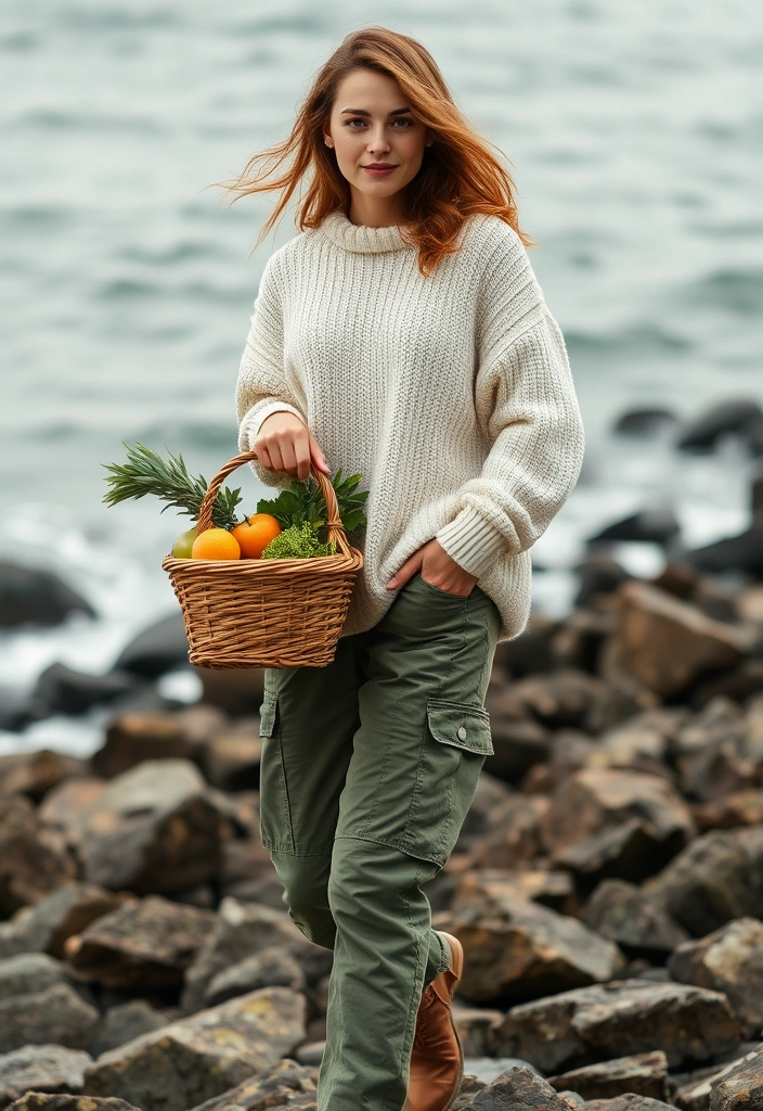 10 Fisherman Aesthetic Outfits That Will Make You the Trendsetter of the Season! - 1. Cozy Knit Sweater and Cargo Pants