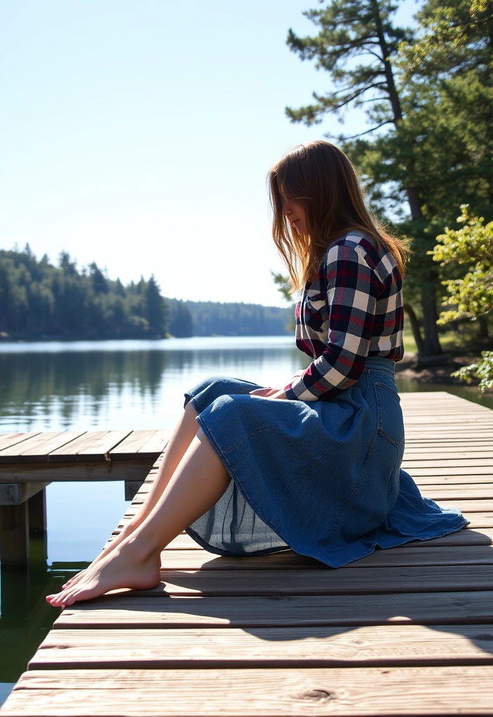 10 Fisherman Aesthetic Outfits That Will Make You the Trendsetter of the Season! - 4. Vintage Flannel Shirt and Denim Skirt