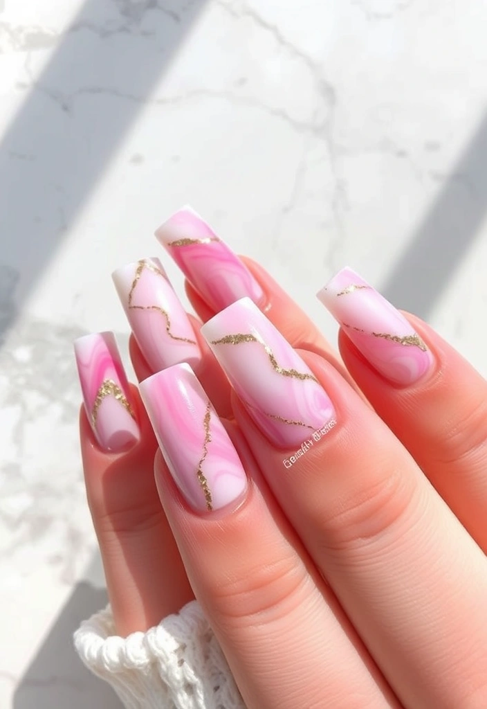10 Stunning Nail Ideas for Valentine's Day 2025! - 5. Marble Effect with Gold Foil