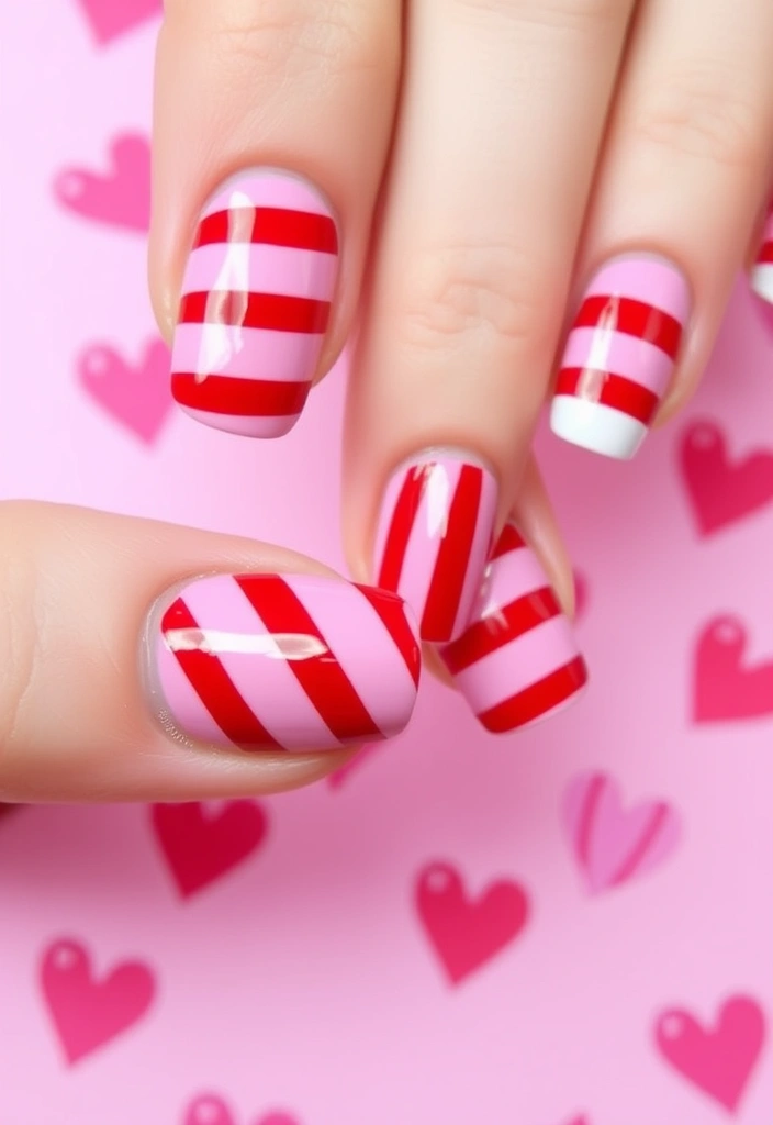 10 Stunning Nail Ideas for Valentine's Day 2025! - 6. Sweetheart Stripes