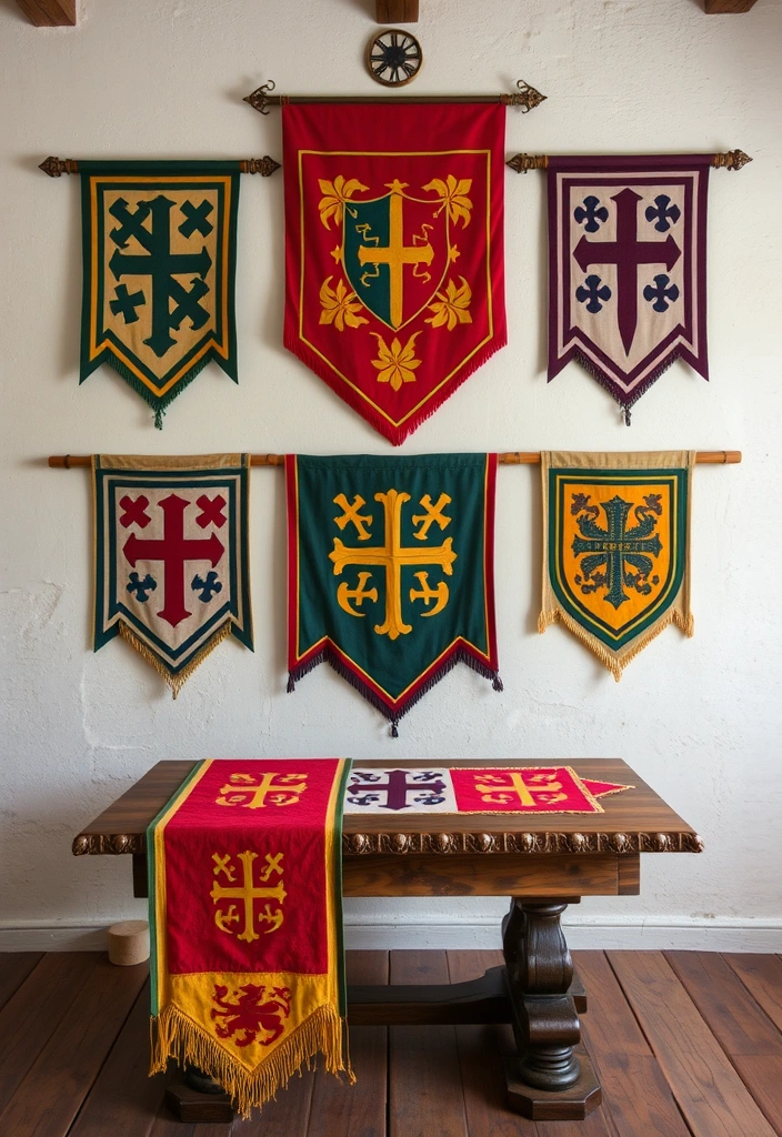 15 Enchanting Medieval Home Decor Ideas That Will Transport You to a Castle! - 11. Heraldic Banners