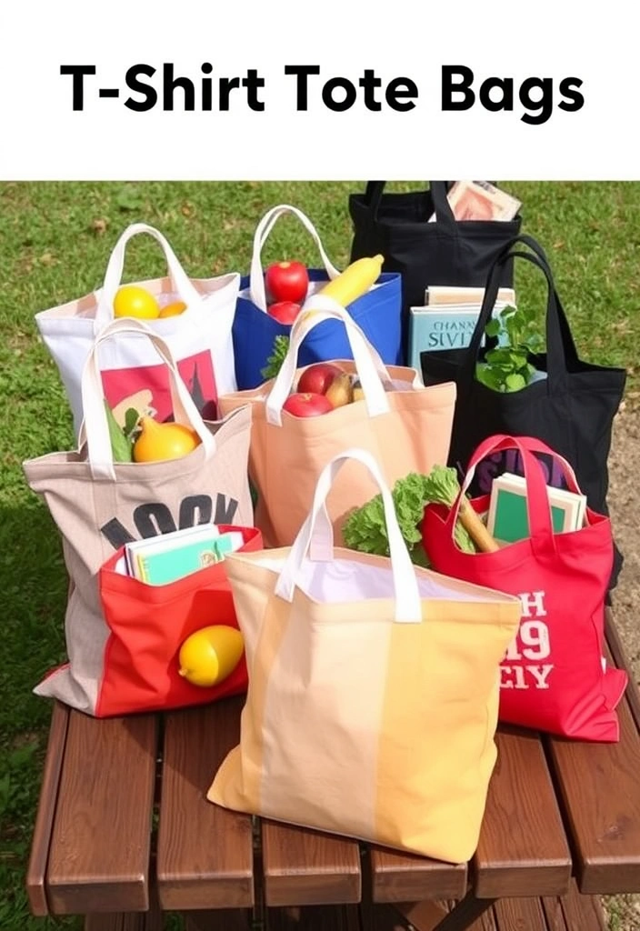 15 Genius Upcycled Crafts That Are Surprisingly Chic and Eco-Friendly! - 3. T-Shirt Tote Bags
