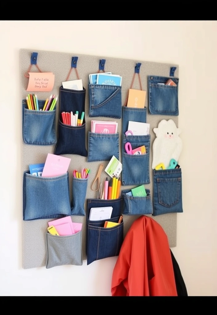 15 Genius Upcycled Crafts That Are Surprisingly Chic and Eco-Friendly! - 5. Denim Pocket Organizers
