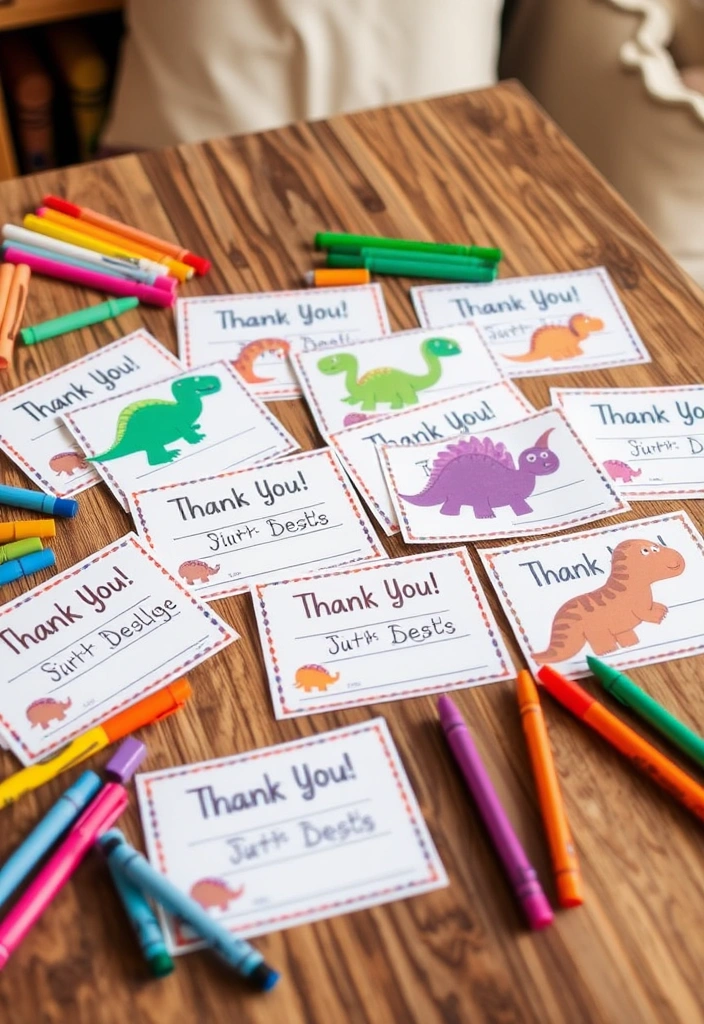 20 Jaw-Dropping Dinosaur Party Ideas That Will Make Your Child Roar with Excitement! - 15. Dino-Themed Thank You Notes