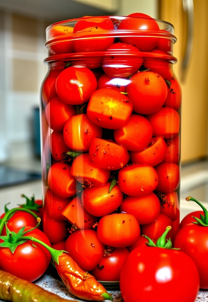 20 Spicy Pickle Recipes That Will Make Your Taste Buds Dance  - 12. Spicy Tomato Pickles