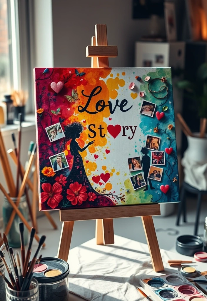 2025's Most Inspiring Valentine Ideas That Will Make You Fall in Love Again! - 14. DIY Love Story Canvas