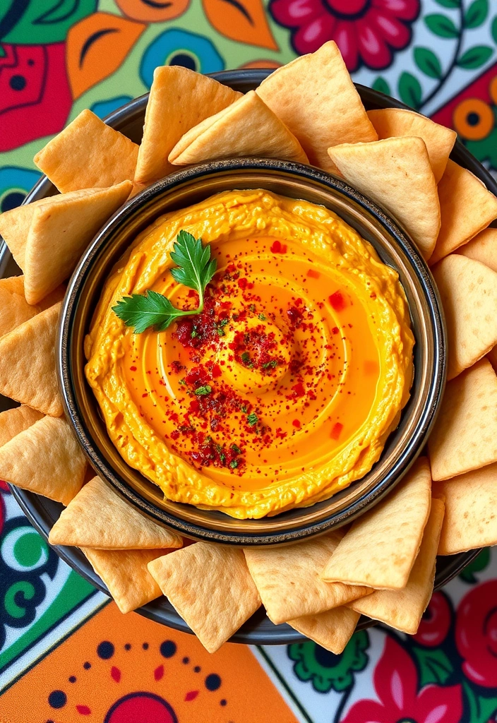 21 Finger Foods for 2025 Parties That Everyone Will Love! - 19. Spicy Hummus and Pita Chips