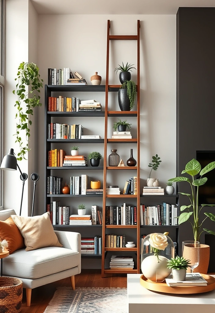22 Space-Saving Solutions for 2025 That Will Maximize Every Corner! - 16. Ladder Shelves: A Stylish Statement