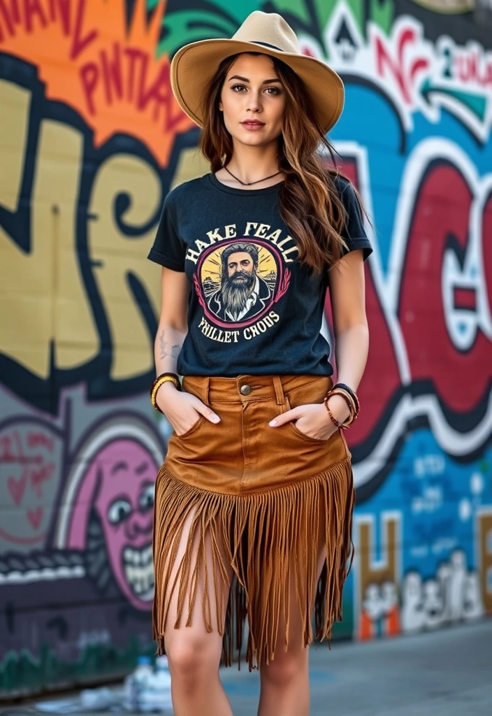 25 Street Moto Boho Styles That Will Turn Heads Everywhere You Go! - 2. Graphic Tees with Bohemian Flair