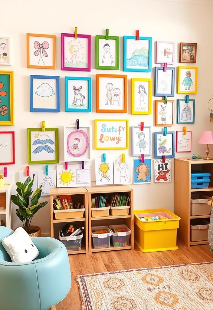 Primary Play: 10 Vibrant Decor Ideas That’ll Transform Your Kids' Space! - 7. Art Display Wall