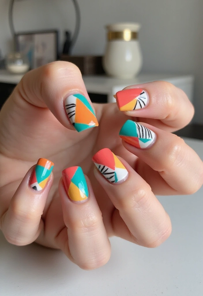 10 Spring Nails 2025 Inspirations That Will Make Your Nails Pop! - 3. Vivid Geometric Patterns