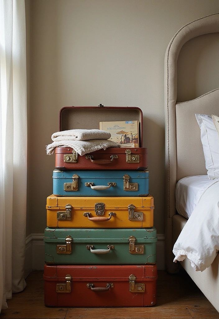 12 Stunning Upcycled Storage Projects You Need to Try in 2025! - 3. Upcycled Suitcase Storage